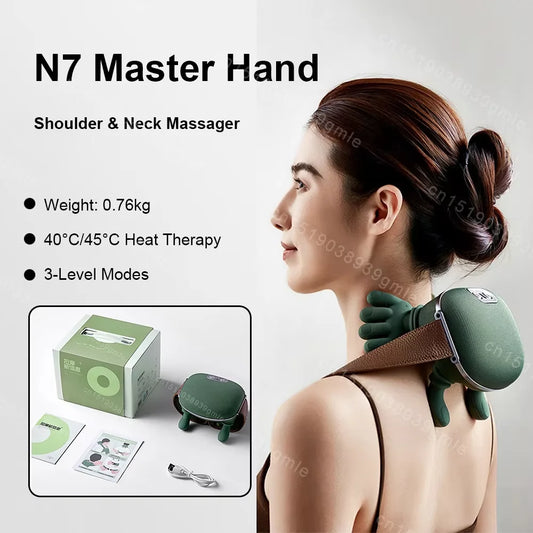 Finger Pressure Neck Massager Heated Back and Shoulder Massager Electric Kneading Neck Deep Massage Muscle Relax